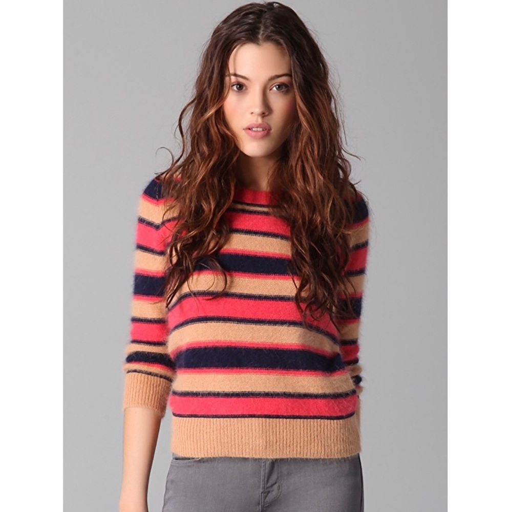 Madewell angora striped crew neck sweater